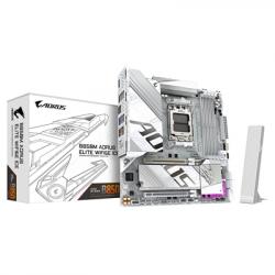 Gigabyte B850M AORUS ELITE WIFI6E ICE AMD AM5 Socket Motherboard, Micro-ATX, 4x DDR5 Slots, 2x M.2 Sockets, Fitted I/O Shield, 2.5GbE LAN, Wi-Fi 6E, 1x DisplayPort / 1x HDMI Port