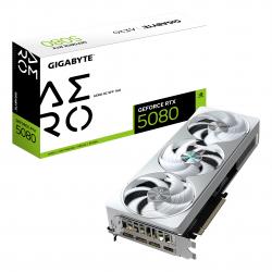 Gigabyte NVIDIA GeForce RTX 5080 AERO OC SFF 16GB GDDR7 Graphics Card, 10752 CUDA Cores, 2730 MHz Core Clock, Triple Fan, White, RGB, 3x DisplayPorts / 1x HDMI Ports
