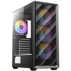 ANTEC AX85 ARGB Case, Black, Mid Tower, 2 x USB 3.0, Tempered Glass Side WIndow Panel, Large Mesh Front Panel for Excellent Cooling Performance, 4 x Addressable RGB Fans Included