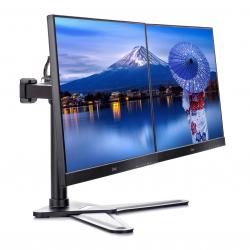iiyama DS1002D-B1 Dual Desk Stand Monitor Arm, Desk Mount, Fits 2 x 30 Inch Flat Screens, Tilt, Swivel, Height, Rotation, inc Cable Management