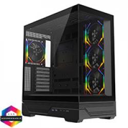 CiT Destiny Black ATX Gaming Case With Two-Sided Tempered Glass and 4 x 120mm Infinity PWM ARGB Fans With 6-Port Hub Included