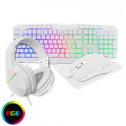 CiT Raptor White 4-in-1 Keyboard Mouse Headset and Mouse Pad Combo Kit