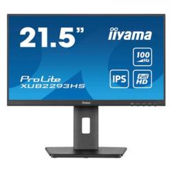 iiyama PROLITE XUB2293HS-B6 22 inch IPS Monitor, Full HD, 1ms, HDMI, DisplayPort, Freesync, 100Hz, Speakers, Black, Internal PSU, Height Adjust, Pivot, ACR, VESA