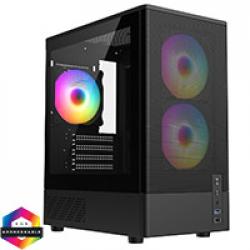 CiT F3 Black Micro-ATX Mesh PC Gaming Case with 3 x 120mm ARGB Fans Included With Tempered Glass Side Panel