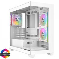 CiT Mercury White Micro-ATX Gaming Case With Two-Sided Tempered Glass and Power Supply Shroud With 3 x 120mm Infinity PWM ARGB Fans
