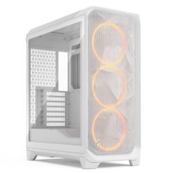 Fractal Design Meshify 3 (White RGB TG Clear) Gaming Case w/ Clear Window, E-ATX, Mesh Front, 3x RGB Fans, USB-C 20Gbps