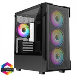 CiT Tornado Black Mesh Micro-ATX Gaming Case With 4 x 120mm ARGB Infinity Fans and Tempered Glass Side Panel With 30 Percent Tint