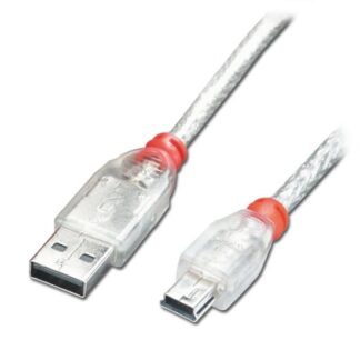 Lindy 0.5m  USB 2.0 Cable - Type A to Mini-B. Transparent