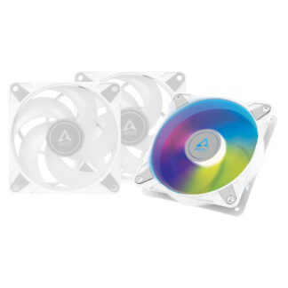 ARCTIC 12cm P12 Pressure Optimised PWM PST ARGB Case Fans (3 Pack), Fluid Dynamic, 12 LEDs, 0-2000 RPM, 0dB Mode, White