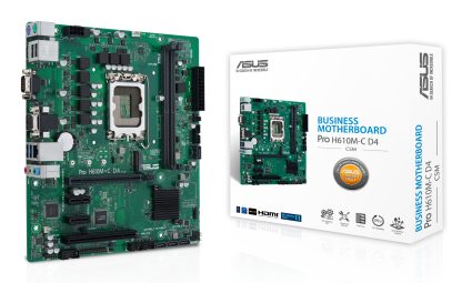 Asus PRO H610M-C D4-CSM - Corporate Stable Model, Intel H610, 1700, Micro ATX, 2 DDR4, VGA, HDMI, DP, PCIe4, 1x M.2