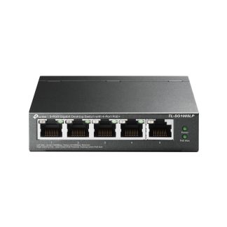 TP-LINK (TL-SG1005LP)  5-Port Gigabit Unmanaged Desktop Switch, 4-Port PoE, Intelligent Power, Steel Case