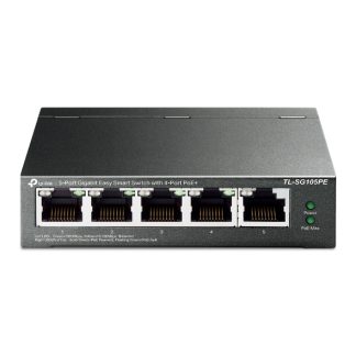 TP-LINK (TL-SG105PE) 5-Port Gigabit PoE Easy Smart Switch, 4-Port PoE+, Steel Case
