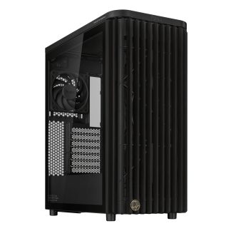 Asus ProArt PA401 Wood TG Gaming Case w/ Glass Panel, ATX, Front Grill, 2x 16cm Fans, PWM Fan Hub, USB-C 20Gps, Black