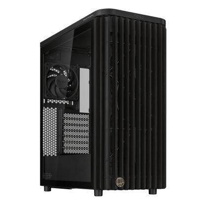 Asus ProArt PA401 Wood TG Gaming Case w/ Glass Panel, ATX, Front Grill, 2x 16cm Fans, PWM Fan Hub, USB-C 20Gps, Black