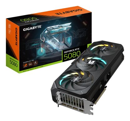 Gigabyte NVIDIA GeForce RTX 5080 GAMING OC 16GB GDDR7 Graphics Card, 10752 CUDA Cores, 2730 MHz Core Clock, Triple Fan, RGB, 3x DisplayPorts / 1x HDMI Port