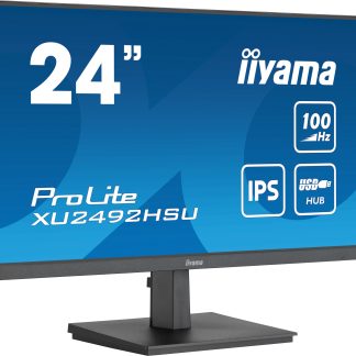 iiyama Prolite XU2492HSU-B6 24 inch IPS Monitor, Full HD, 0.4ms, USB Hub, HDMI, DisplayPort, 100Hz, Speakers, Black, Internal PSU, VESA