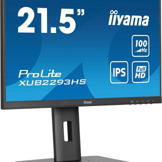 iiyama PROLITE XUB2293HS-B6 22 inch IPS Monitor, Full HD, 1ms, HDMI, DisplayPort, Freesync, 100Hz, Speakers, Black, Internal PSU, Height Adjust, Pivot, ACR, VESA