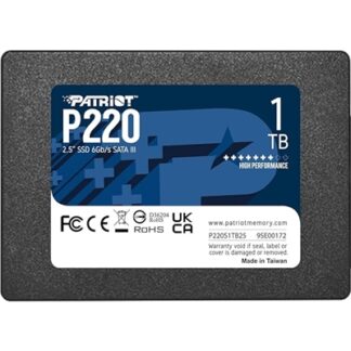 Patriot P220 (P220S1TB25) 1TB 2.5 Inch SSD, Sata 3 Interface, Read 520MB/s, Write 430MB/s, 3 Year Warranty