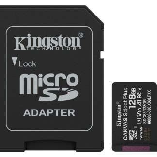 Kingston 128GB Canvas Select Plus Gen3 MicroSDXC Card with SD Adapter, UHS-I Class 10, U1, V10, A1 App Performance, 150MB/s