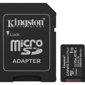 Kingston 1TB Canvas Select Plus Gen3 MicroSDXC Card with SD Adapter, UHS-I Class 10, U3, V30, A1 App Performance, 150MB/s