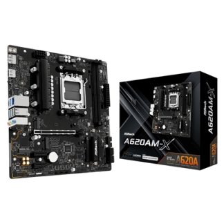 ASRock A620AM-X AMD Socket AM5 Motherboard, 2 x DDR5 DIMM Slots, 1 x M.2 Socket (Key E), 3 x USB 3.2 Type-C, 2.5G LAN, 1 x HDMI Port/ 1 x Display Port