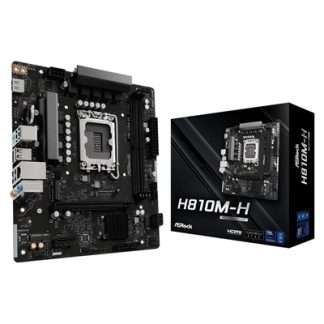ASRock H810M-H Intel Socket 1851 Motherboard, 2 x DDR5 DIMM Slots, 1 x Hyper M.2 Socket , ASRock Intel 4-Layer Memory POOL 1 x HDMI Port/ 1 x Display Port