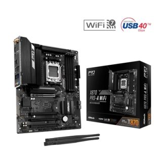 ASRock X870 Pro-A WiFi AMD AM5 Socket Motherboard, 4 x DDR5 DIMM Slots, 1 x M.2 Socket (Key E), 2 x USB4 Type-C, 2.5G LAN, 802.11be Wi-Fi 7 Module, 1 x HDMI Port