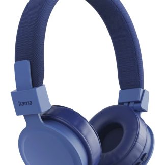 Hama (Freedom Lit III) Bluetooth Headset w/ Mic, 3.5mm Jack/USB-C, Foldable, Up to 15hrs Battery, Blue