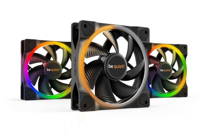 be quiet! Light Wings PWM Addressable RGB Fan Pack, 120mm, 1700RPM, 4-Pin PWM Fan & 3-Pin ARGB Connectors, Black Frame, Black Blades, ARGB Lighting on Front & Rear, Addressable RGB Hub Included
