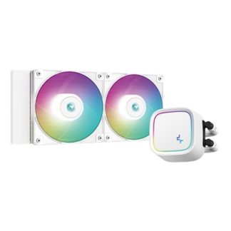 DeepCool LE520 White Universal AiO Cooler with 2 x 120mm ARGB PWM Fans, Copper Heatsink, Aluminium Radiator, Intel/ AMD Compatible