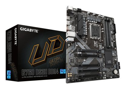 Gigabyte B760 DS3H DDR4 Ultra Durable Intel 1700 Socket Motherboard, ATX, 4x DDR4 Slots, 2x M.2 Sockets, 2x USB-C Port, GbE LAN, 1x DisplayPort / 1x HDMI Port