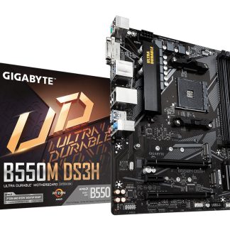 Gigabyte B550M DS3H Ultra Durable AMD AM4 Socket Motherboard, Micro-ATX, 4x DDR4 Slots, 2x M.2 Sockets, GbE LAN, 1x DVI-D / 1x DisplayPort / 1x HDMI Port