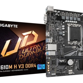 Gigabyte H610M H V3 DDR4 Ultra Durable Intel 1700 Socket Motherboard, Micro-ATX, 2x DDR4 Slots, 1x M.2 Socket, GbE LAN, 1x D-Sub / 1x HDMI Port
