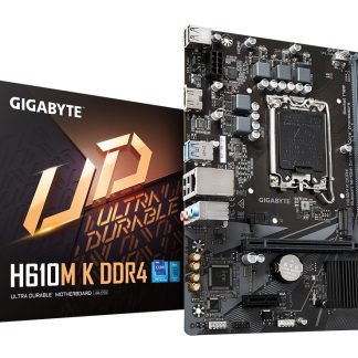 Gigabyte H610M K DDR4 Ultra Durable Intel 1700 Socket Motherboard, Micro-ATX, 2x DDR4 Slots, 1x M.2 Socket, GbE LAN, 1x HDMI Port