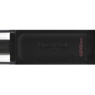 Kingston DT70/128GB DataTraveler 128GB USB Flash Drive, USB 3.2,  USB-C, Gen1, 80MB/s, Cap Design, Black, Retail.