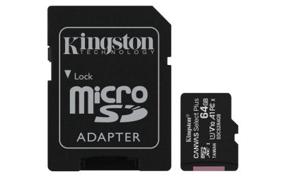 Kingston Technology Canvas Select 64GB micSDXC Plus 100R A1 C10 Card + ADP