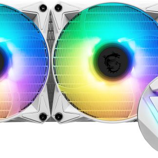 MSI MAG CORELIQUID 240R V2 WHITE Liquid CPU Cooler '240mm Radiator, 2x 120mm ARGB PWM Fan, ARGB lighting, Center Supported, Compatible with Intel and AMD Platforms, Latest LGA 1700 ready'