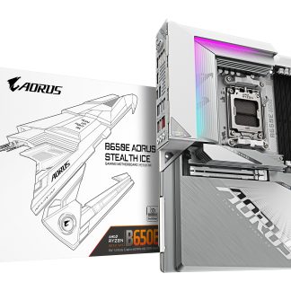 GIGABYTE B650E AORUS STEALTH ICE Motherboard - AMD Ryzen 9000 Series CPUs, 12+2+2 Phases VRM, up to 8000MHz DDR5 (OC), 1xPCIe 5.0 + 2xPCIe 4.0 M.2, 2.5GbE LAN, WIFI 7, USB 3.2 Gen 2x2