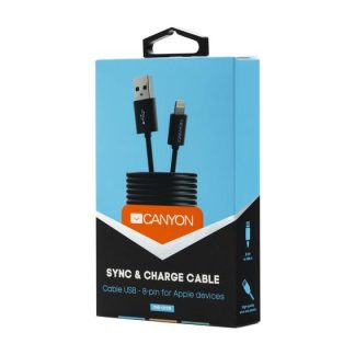LIGHTNING USB CABLE ROUND 1M BLACK