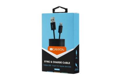 LIGHTNING USB CABLE ROUND 1M BLACK