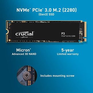Crucial SSD P3 500GB 3D NAND M.2 2280; PCIe 3.0 NVMe 3500/1