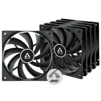 ARCTIC F12 12cm PWM PST Case Fan w/ Cable Splitter (5 Pack), Black, Fluid Dynamic, 230-1350 RPM