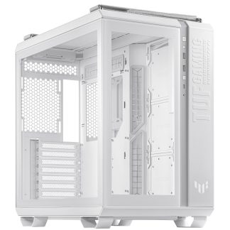 Asus TUF Gaming GT502 Case w/ Front & Side Glass Window, ATX, Dual Chamber, Modular Design, LED Control Button, USB-C, Carry Handles, White