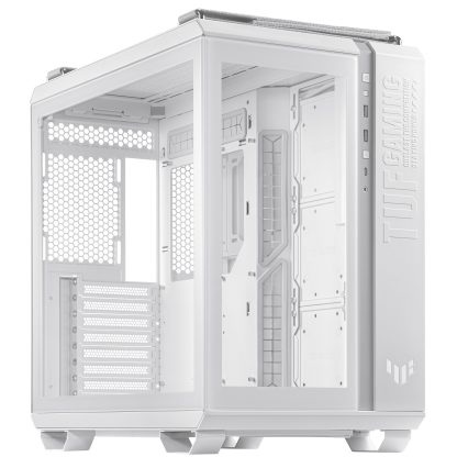 Asus TUF Gaming GT502 Case w/ Front & Side Glass Window, ATX, Dual Chamber, Modular Design, LED Control Button, USB-C, Carry Handles, White