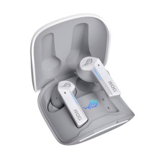 Asus ROG Cetra True Wireless Earphones, Active Noise Cancellation, Ambient Mode, Charging Case, Water Resistant, Touch Controls, LED Lighting, Moonlight White