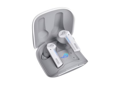 Asus ROG Cetra True Wireless Earphones, Active Noise Cancellation, Ambient Mode, Charging Case, Water Resistant, Touch Controls, LED Lighting, Moonlight White