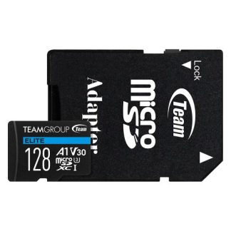 Team 128GB Elite A1 MicroSDXC Card with SD Adapter, UHS-I Class 3, U3, A1 App Performance, 100MB/s