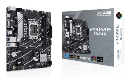 Asus PRIME B760M-K, Intel B760, 1700, Micro ATX, 2 DDR5, VGA, HDMI, 2.5G LAN, PCIe4, 2x M.2