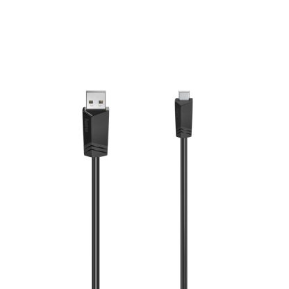 Hama Mini USB Cable, USB-A Male to USB Mini B Male, USB 2.0, 0.75 Metre, Black
