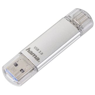 Hama C-Laeta 256GB USB-A & USB-C Memory Pen, Metal Casing, OTG, 70MB/s, Silver